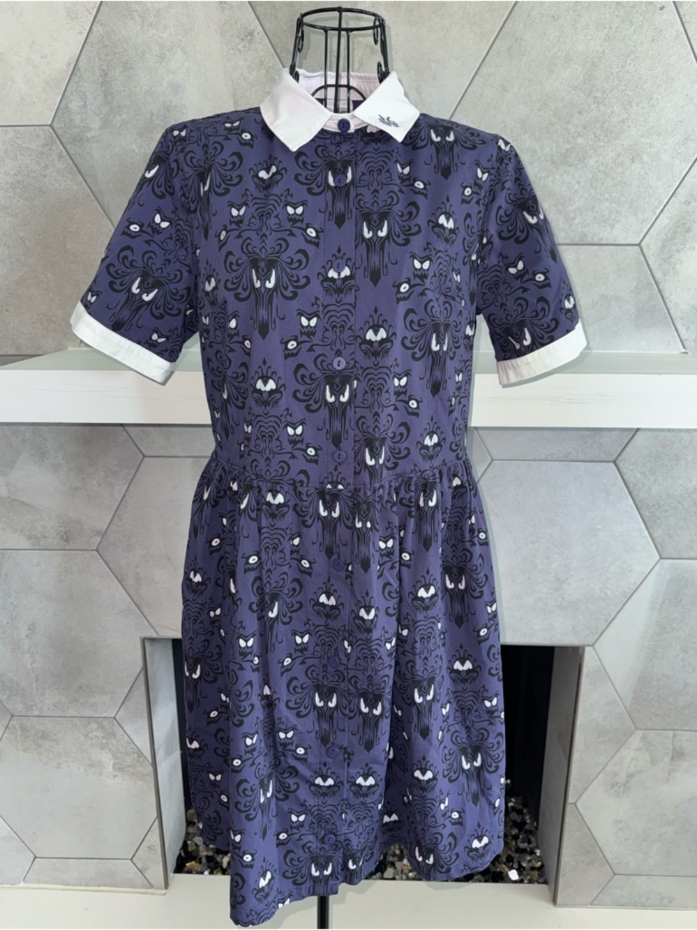 RARE👻Disney The Haunted Mansion Wallpaper Glow-in-the-Dark Dress for Women Sz S